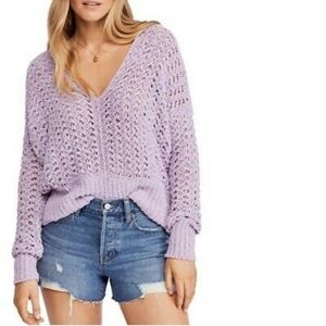 Free People Best of You Lavender V neck Sweater